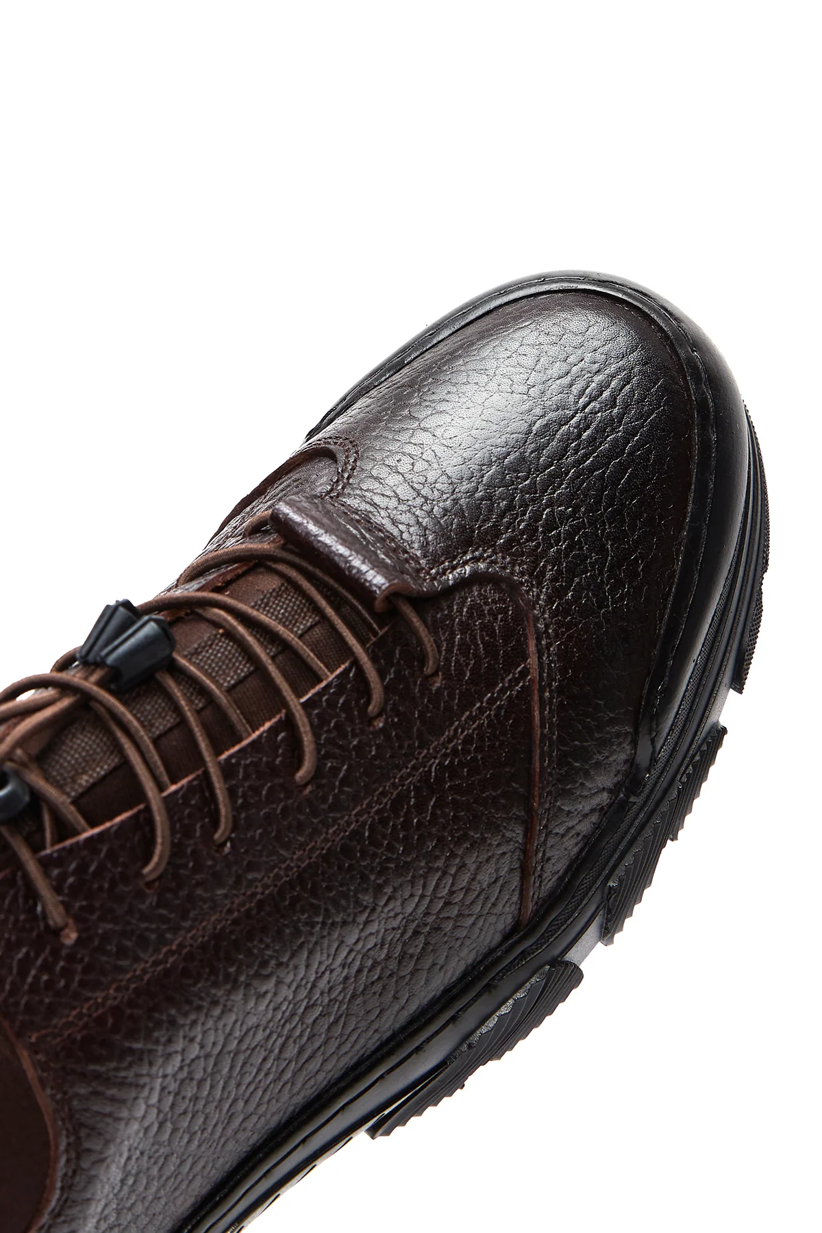 Erkek Kahverengi Deri Casual Sneaker - Image 7