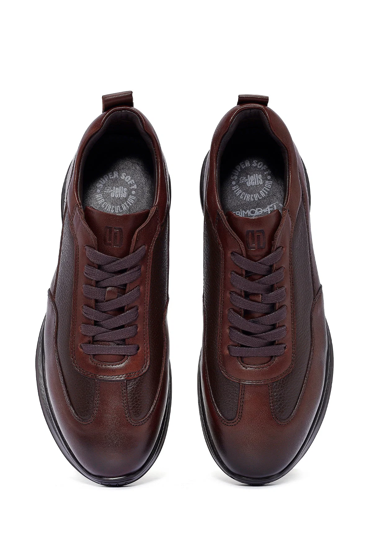 Erkek Kahverengi Deri Casual Sneaker - Image 7