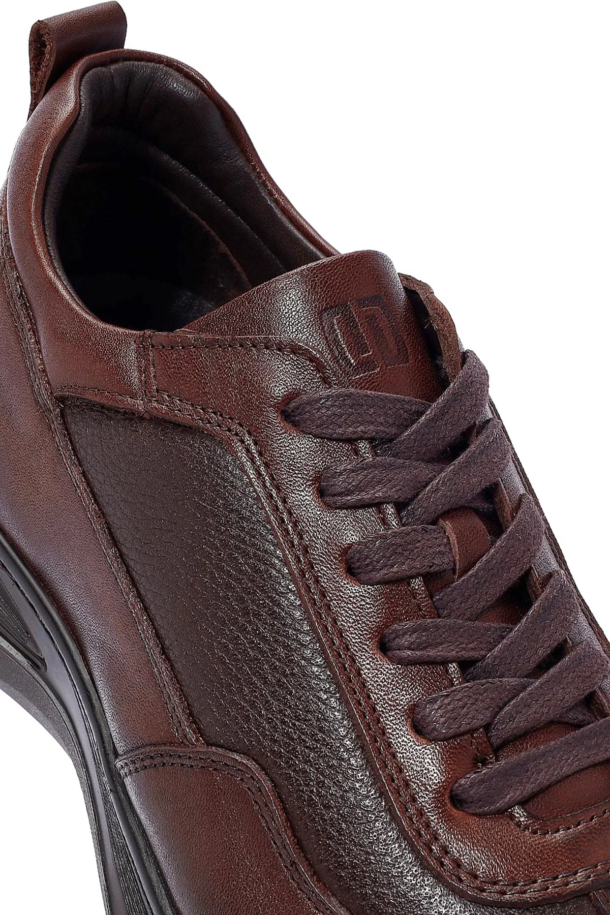 Erkek Kahverengi Deri Casual Sneaker - Image 9
