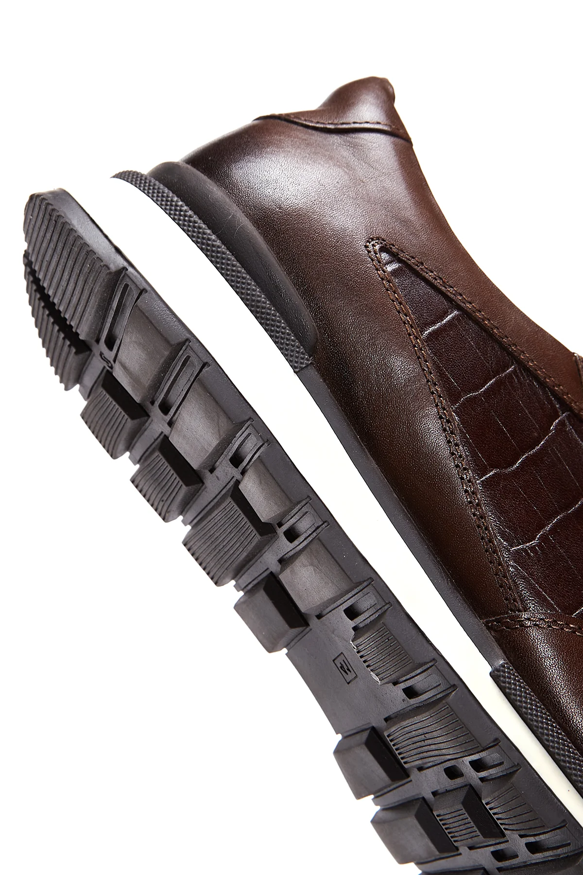 Erkek Kahverengi Deri Desenli Sneaker - Image 8