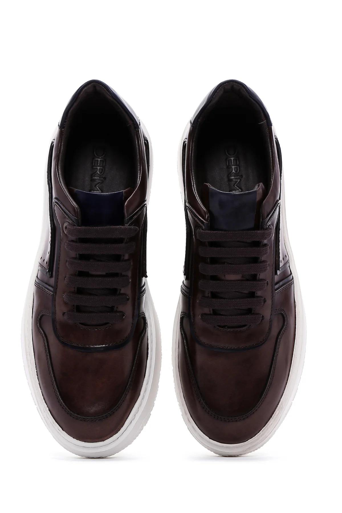 Erkek Kahverengi Deri Kalın Tabanlı Sneaker - Image 6