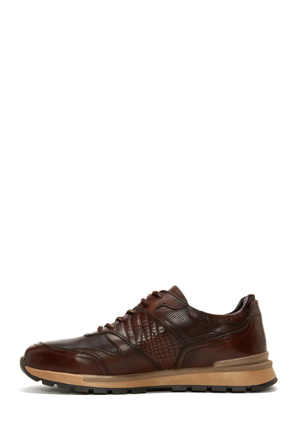 Erkek Kahverengi Deri Sneaker - Image 2