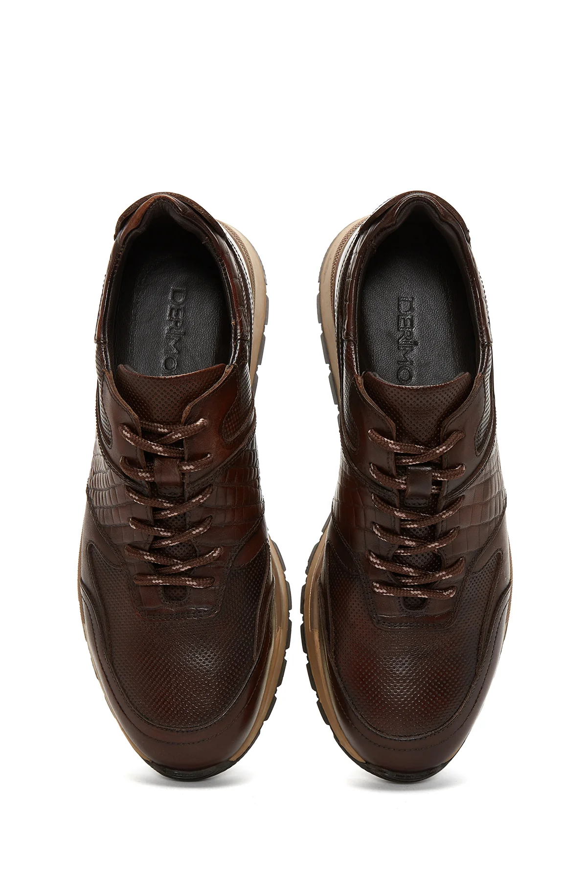 Erkek Kahverengi Deri Sneaker - Image 6
