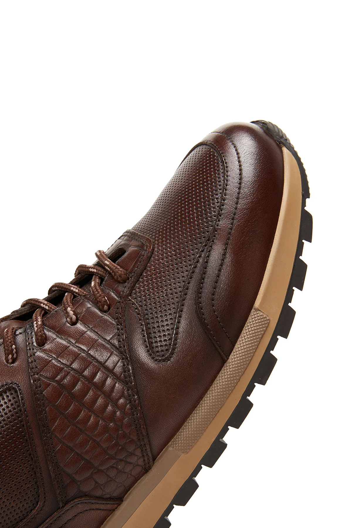 Erkek Kahverengi Deri Sneaker - Image 7
