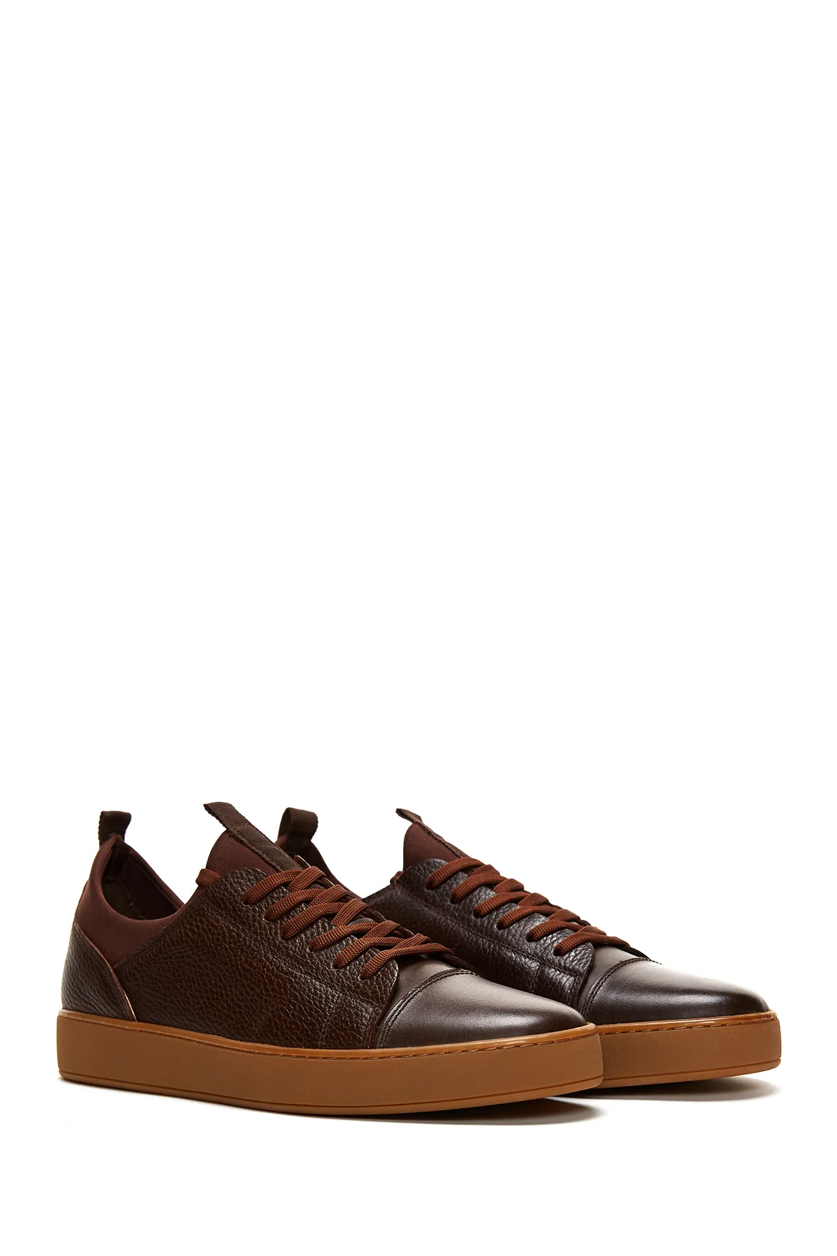 Erkek Kahverengi Deri Sneaker - Image 3