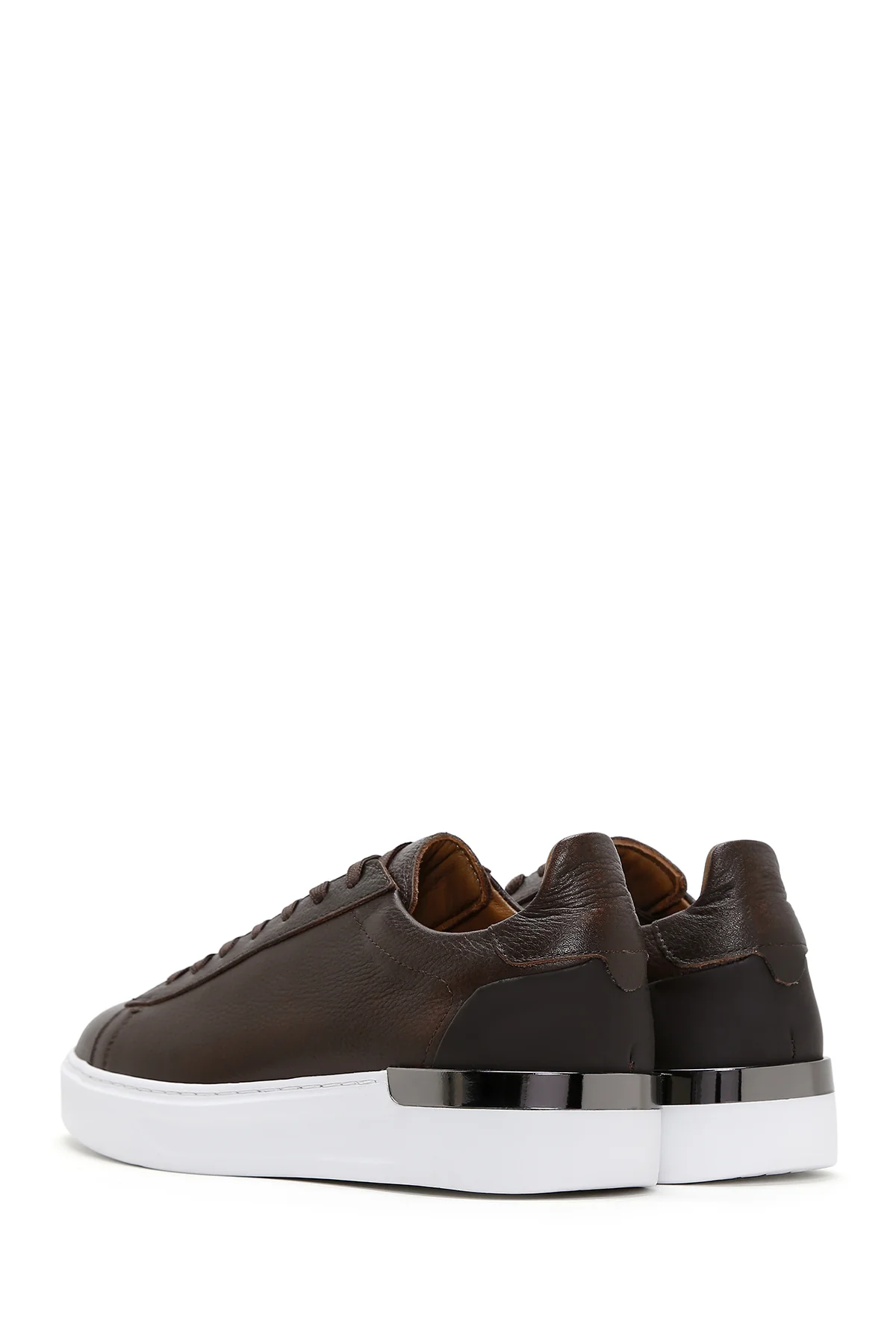 Erkek Kahverengi Deri Sneaker - Image 5