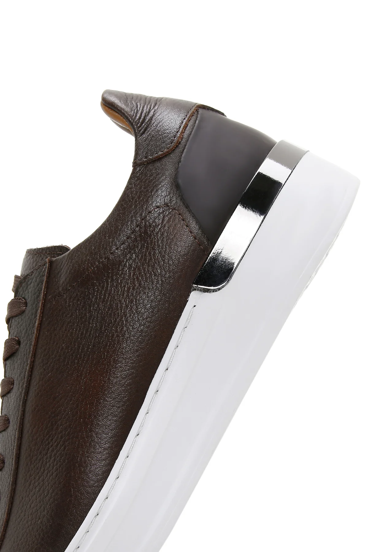 Erkek Kahverengi Deri Sneaker - Image 6