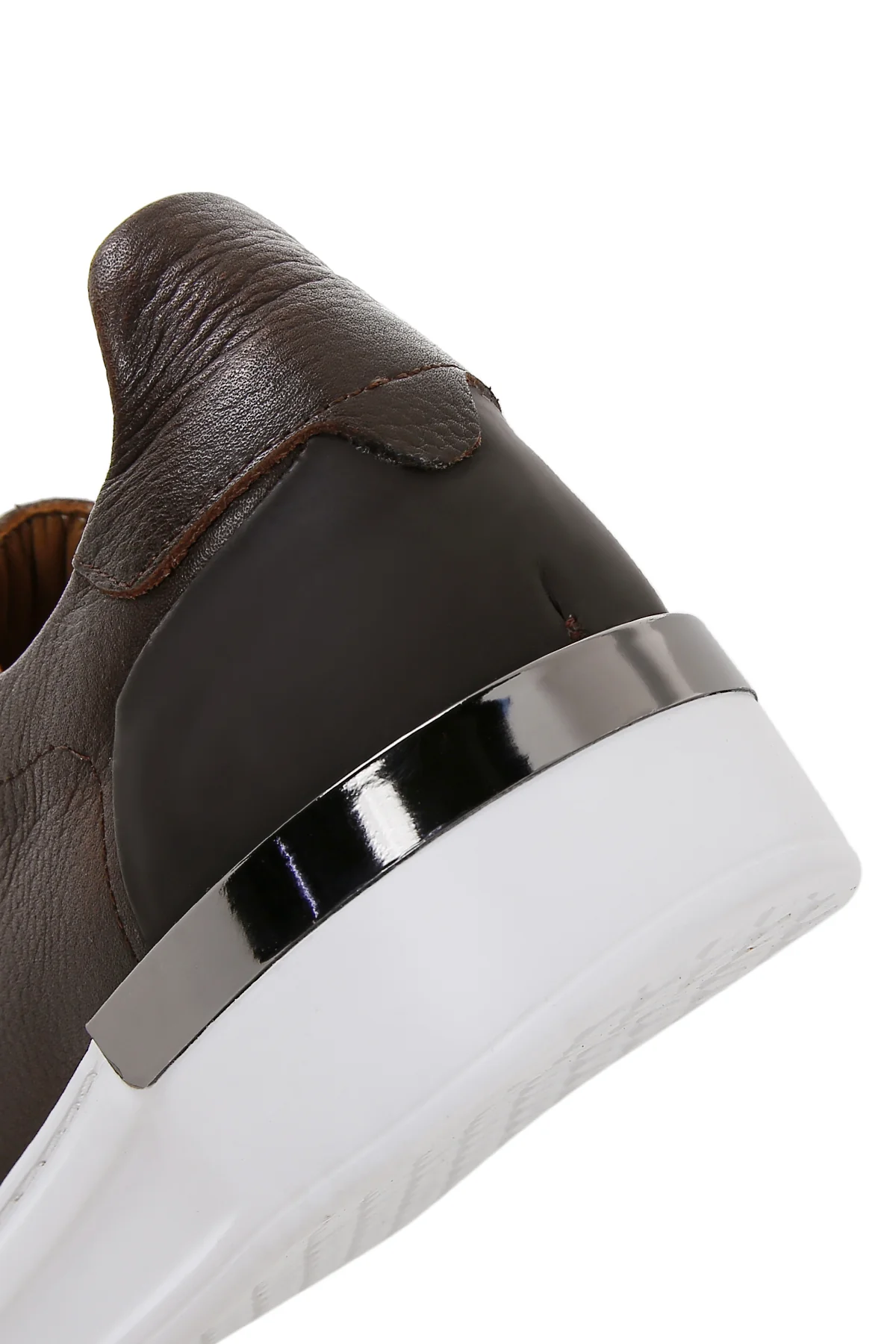 Erkek Kahverengi Deri Sneaker - Image 9