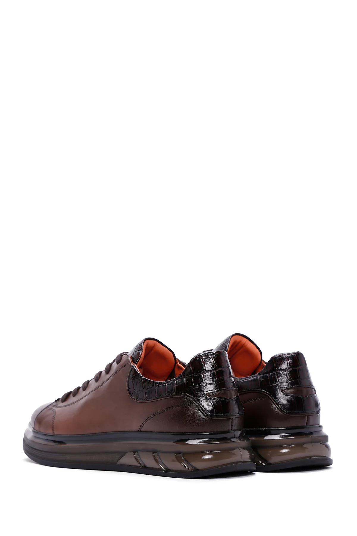 Erkek Kahverengi Deri Sneaker - Image 5