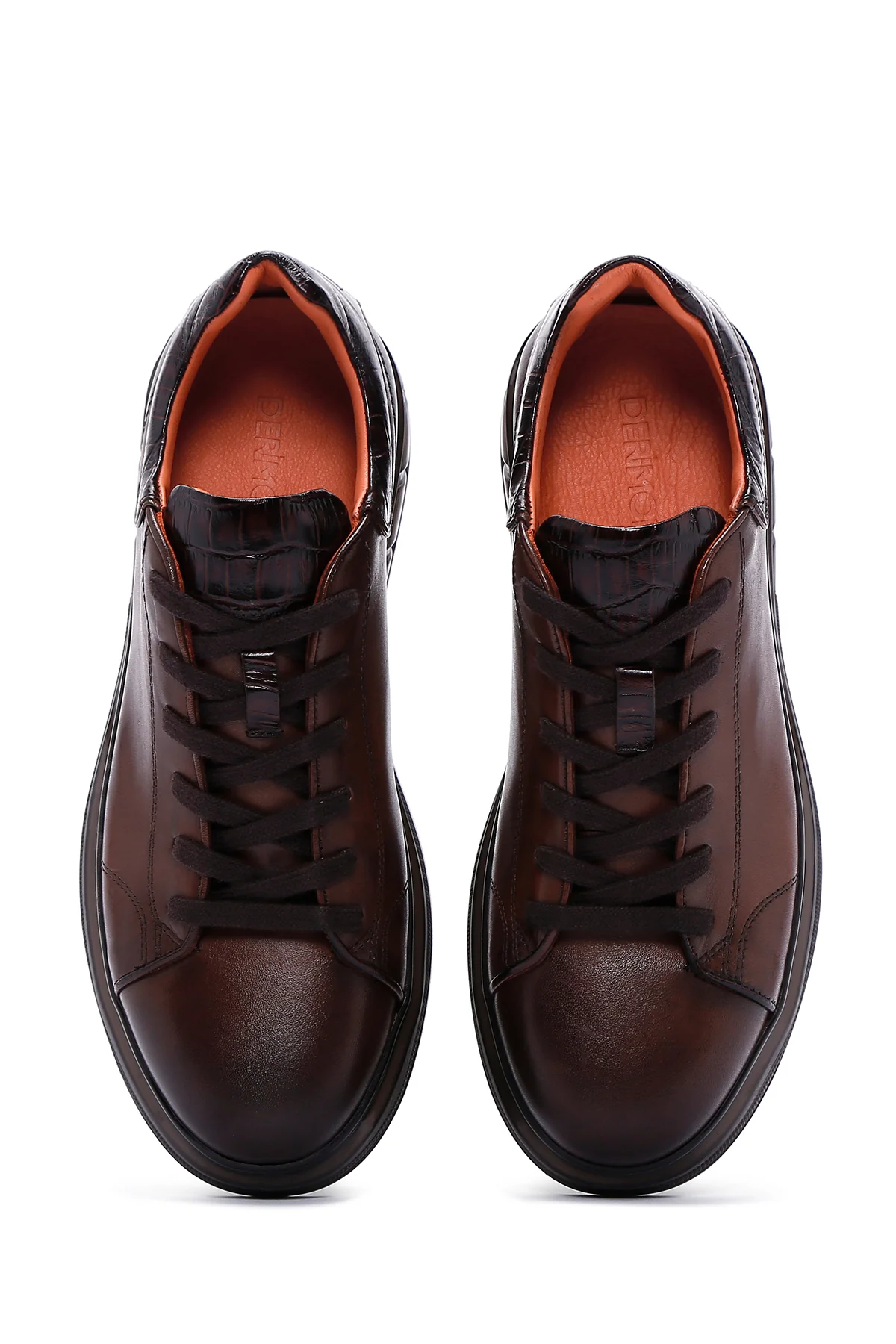 Erkek Kahverengi Deri Sneaker - Image 6