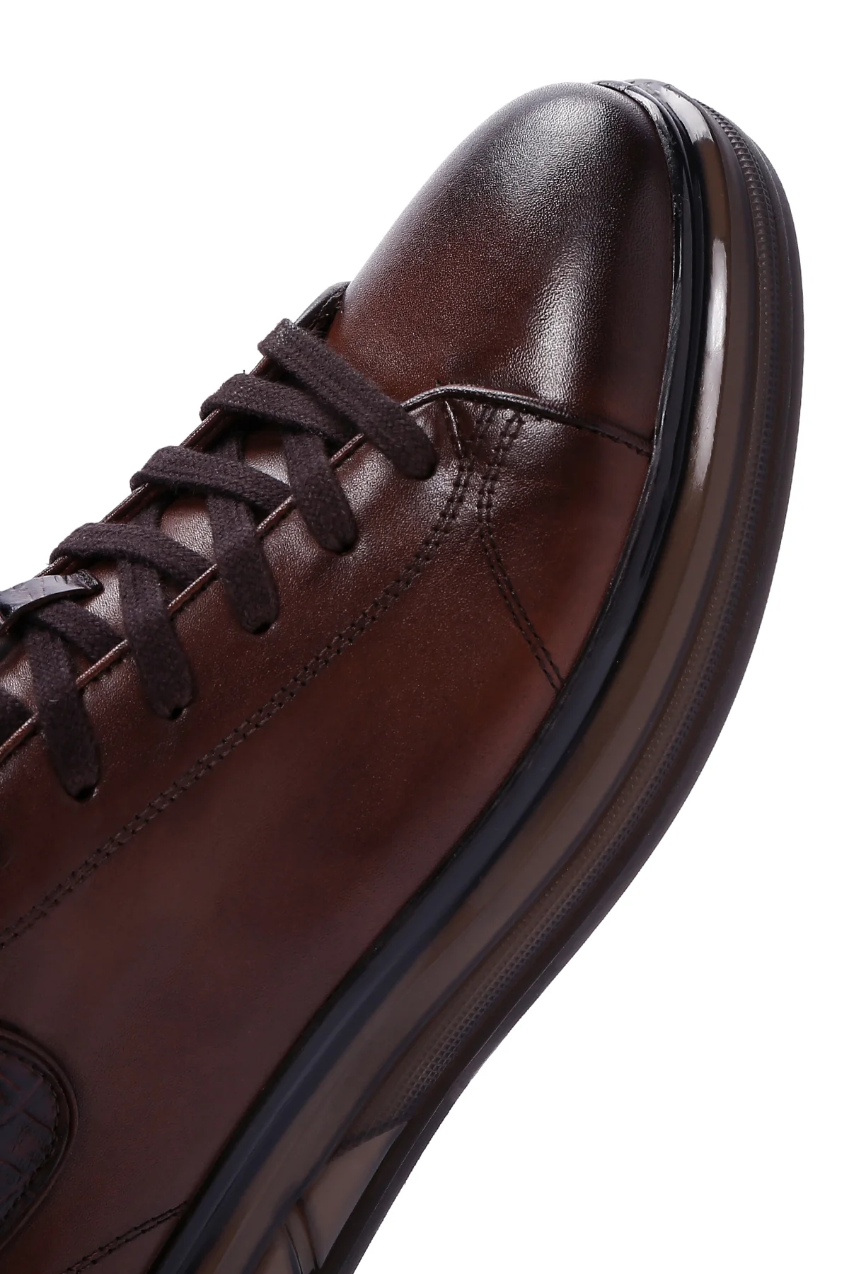 Erkek Kahverengi Deri Sneaker - Image 9