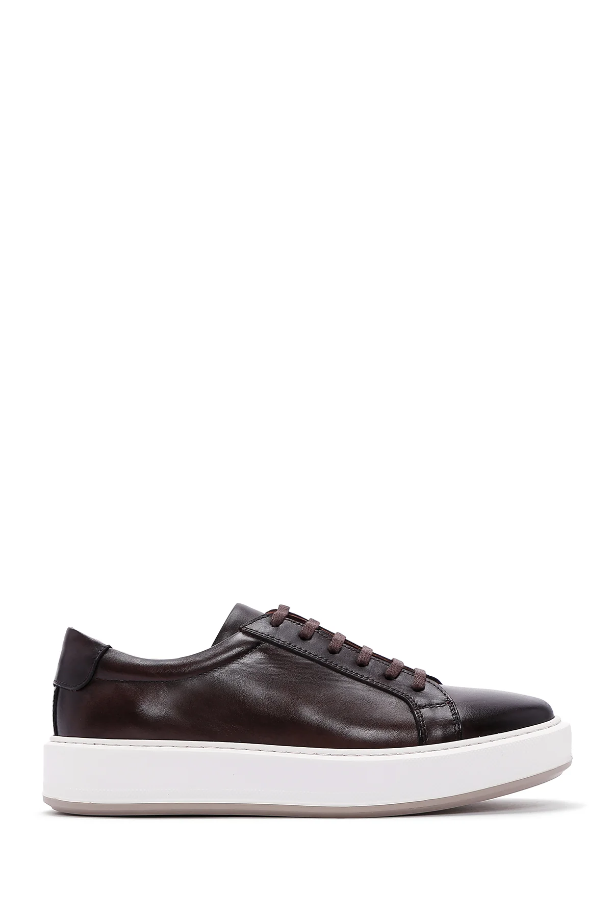 Erkek Kahverengi Deri Sneaker - Image 2