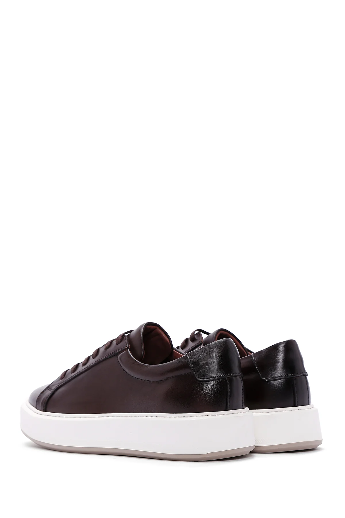 Erkek Kahverengi Deri Sneaker - Image 6