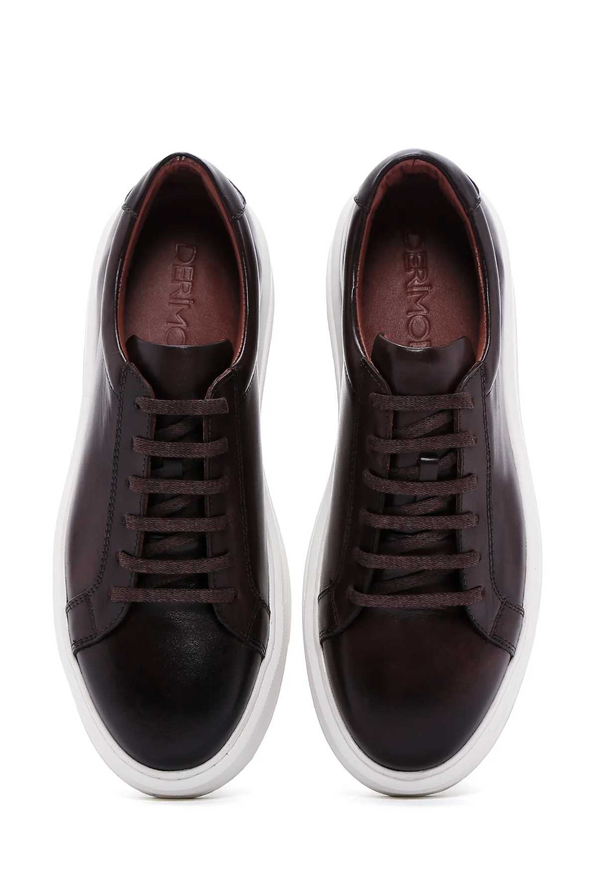 Erkek Kahverengi Deri Sneaker - Image 7