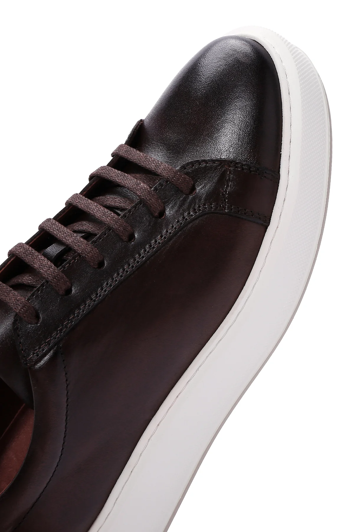 Erkek Kahverengi Deri Sneaker - Image 9