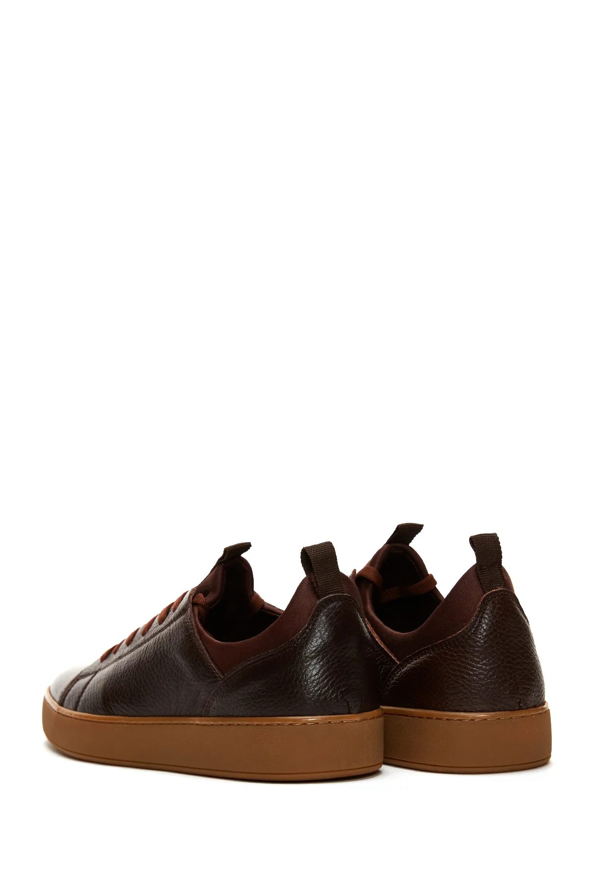 Erkek Kahverengi Deri Sneaker - Image 5