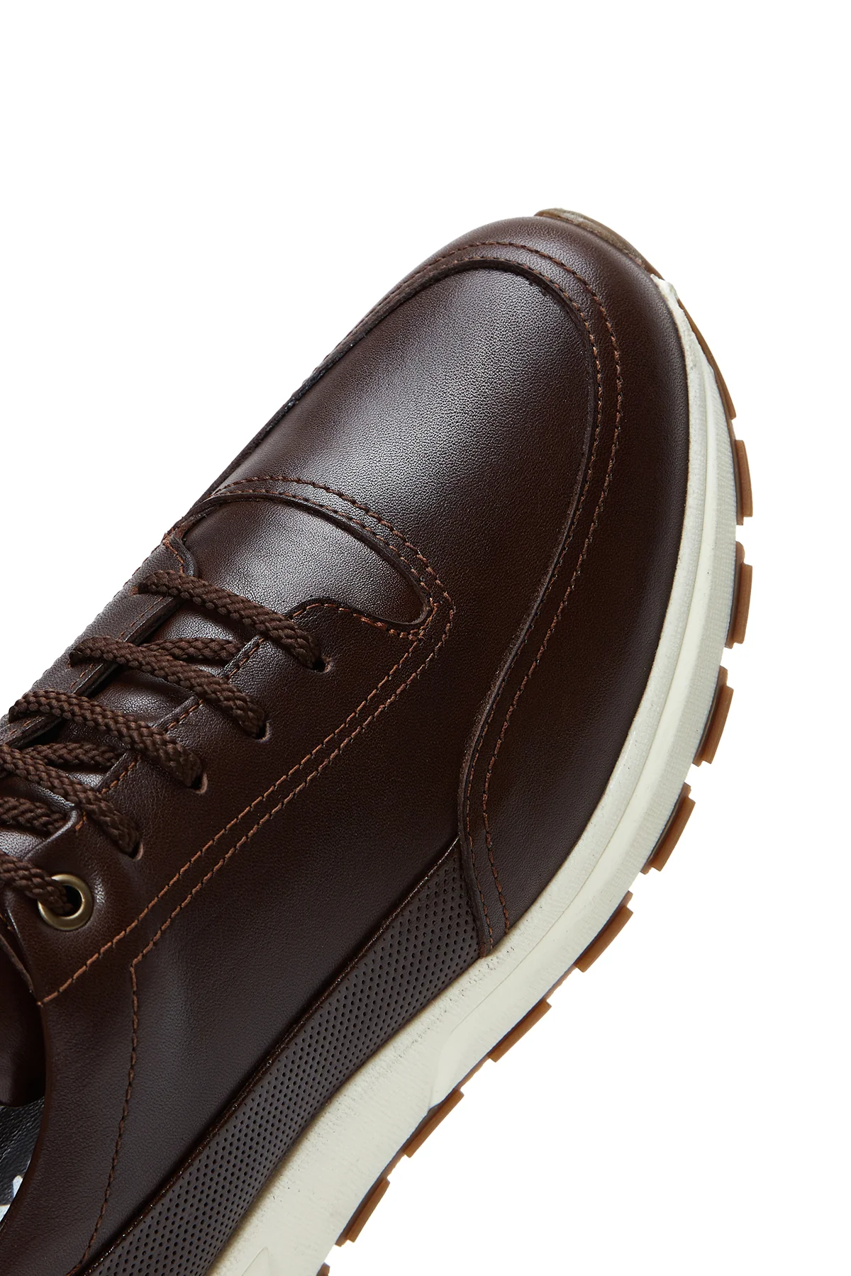 Erkek Kahverengi Deri Sneaker - Image 7