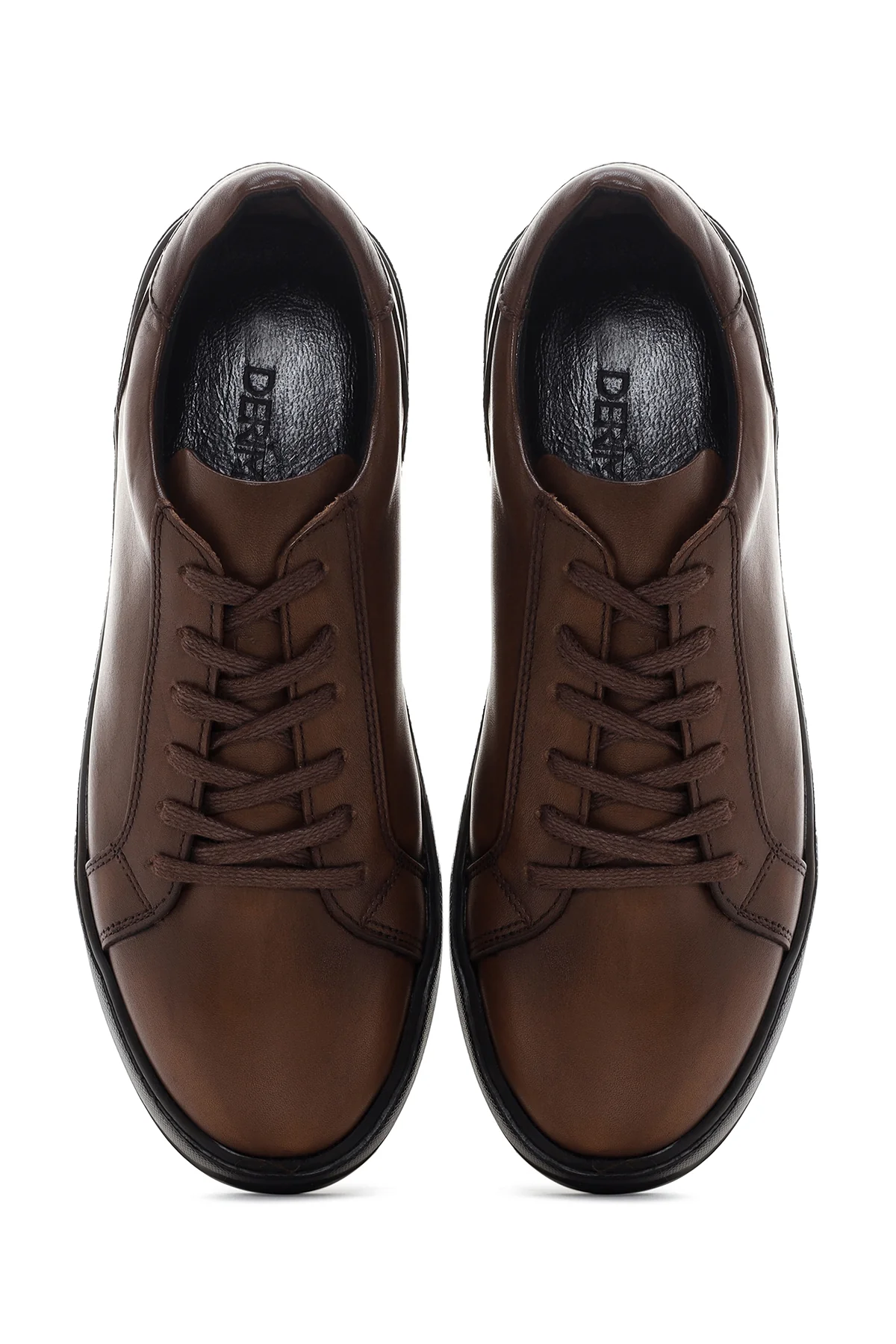 Erkek Kahverengi Deri Sneaker - Image 6