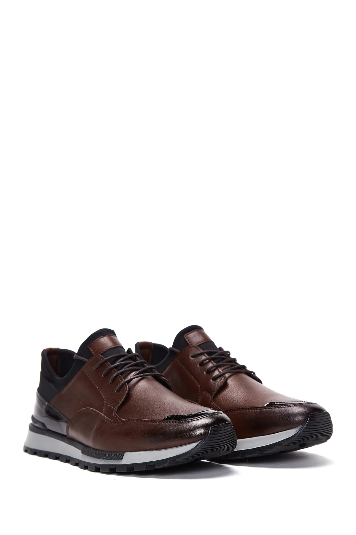 Erkek Kahverengi Deri Sneaker - Image 3