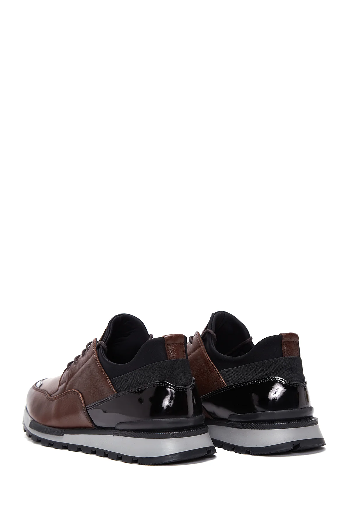 Erkek Kahverengi Deri Sneaker - Image 5