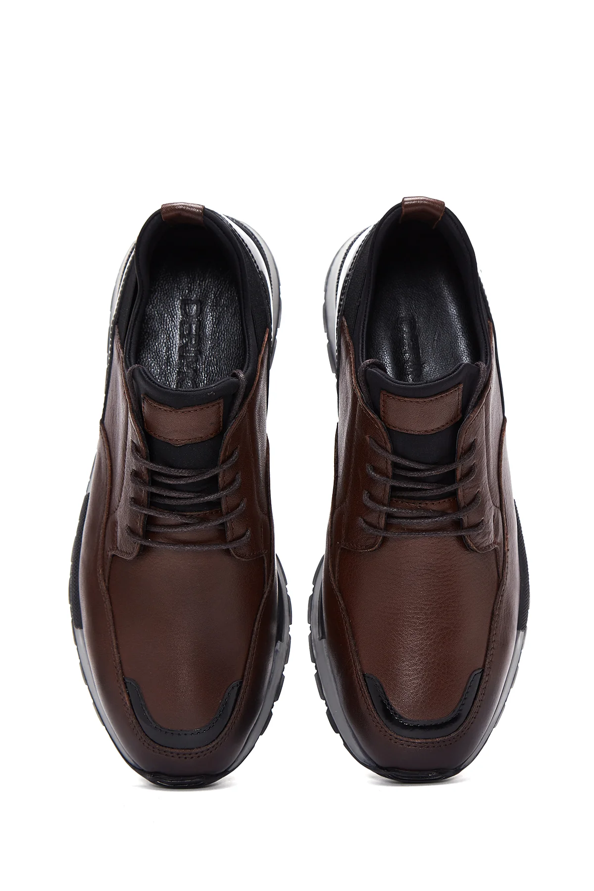 Erkek Kahverengi Deri Sneaker - Image 6