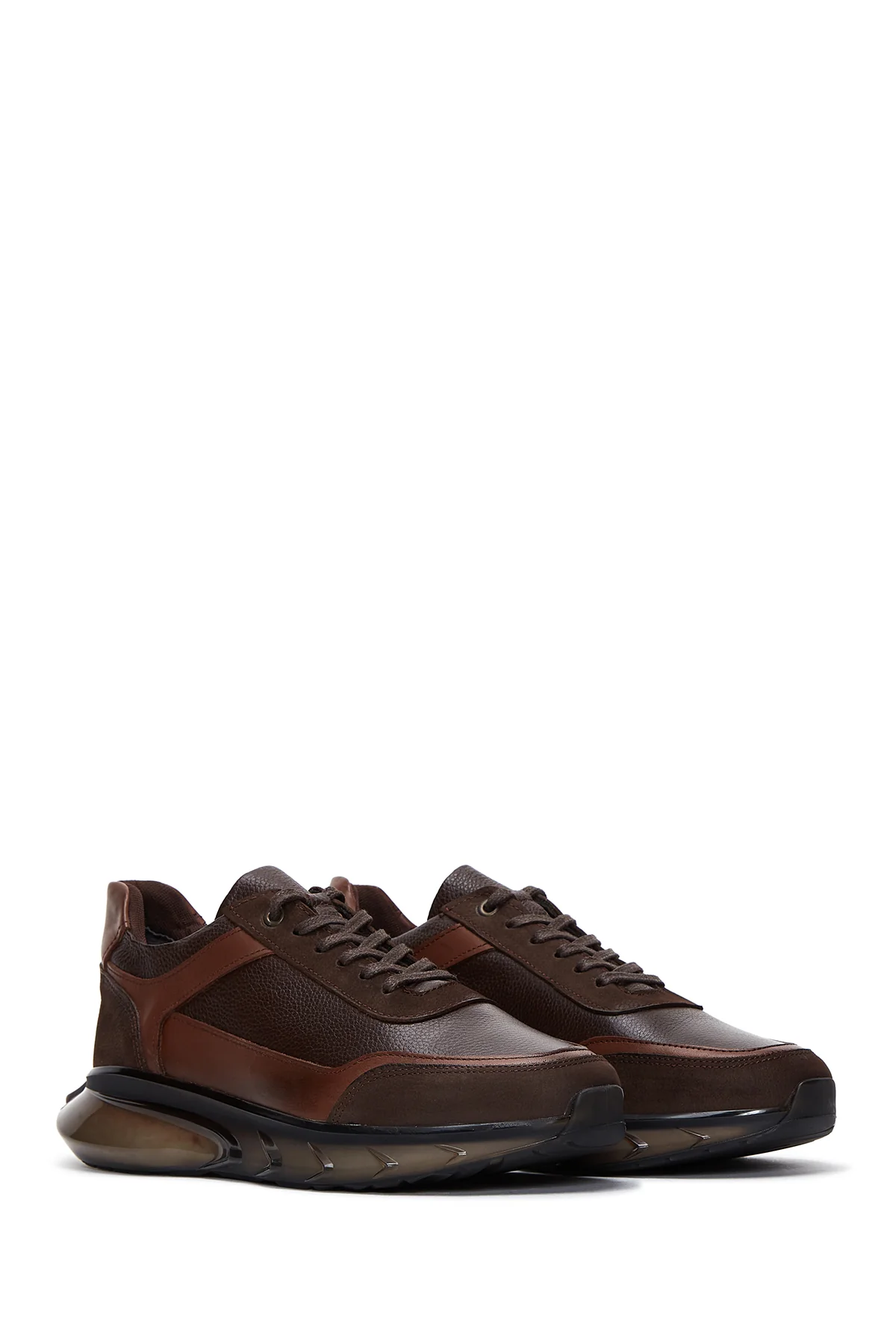 Erkek Kahverengi Deri Sneaker - Image 2