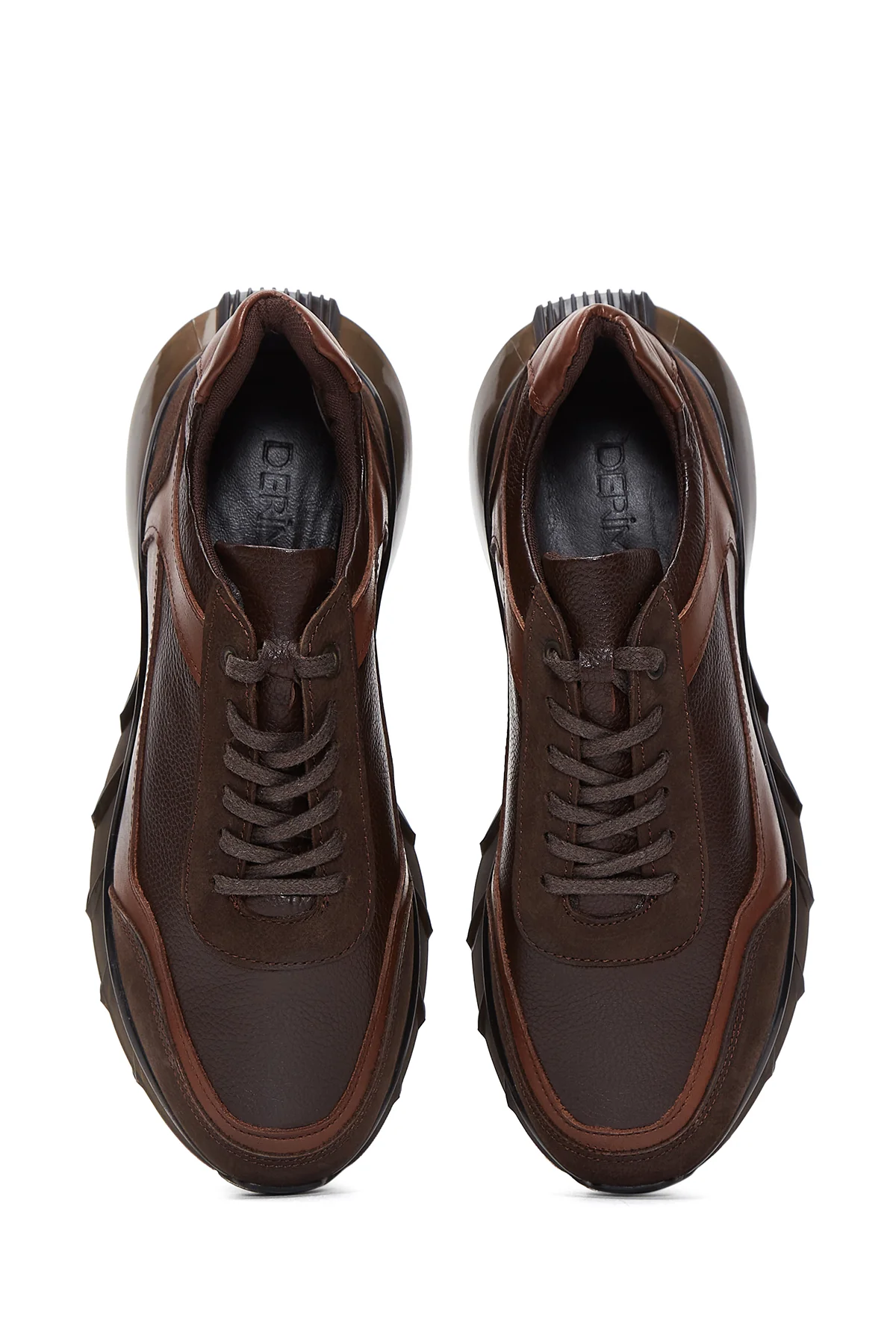 Erkek Kahverengi Deri Sneaker - Image 5