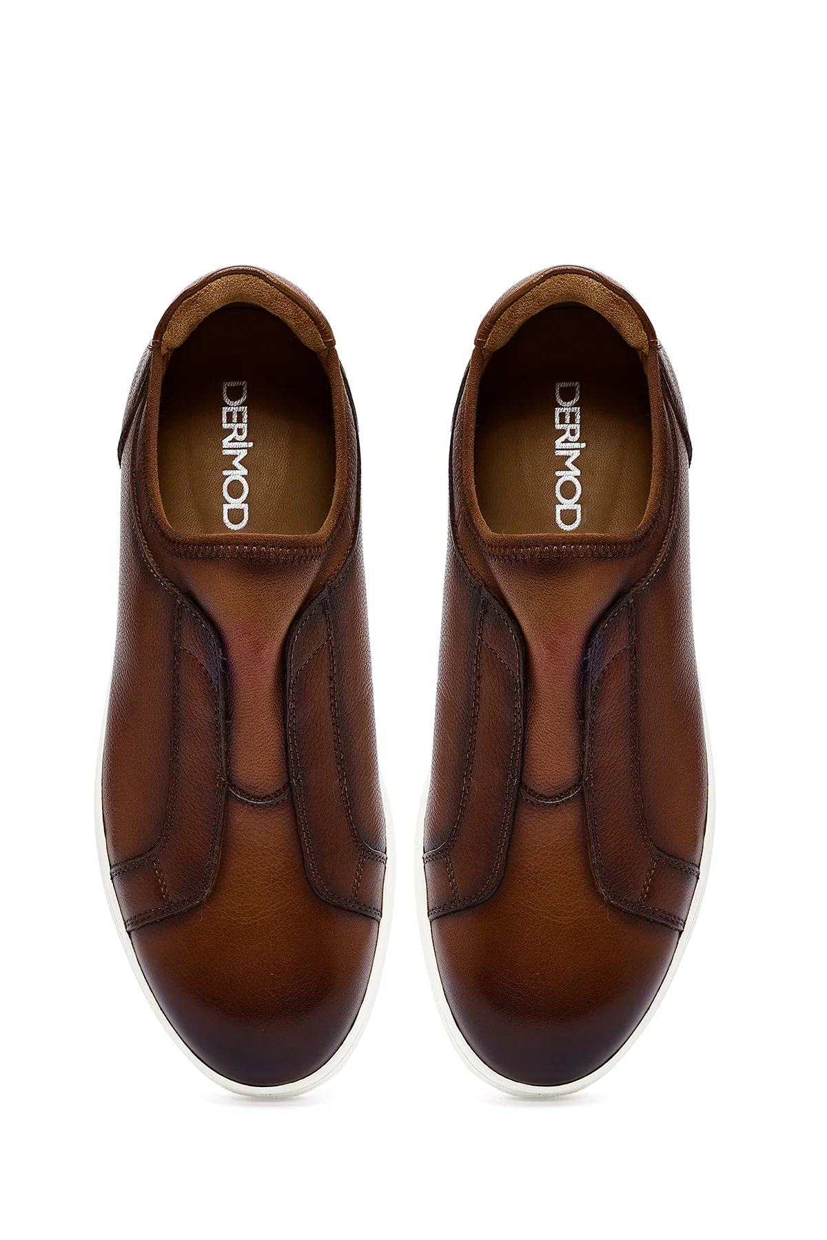 Erkek Kahverengi Deri Sneaker - Image 7