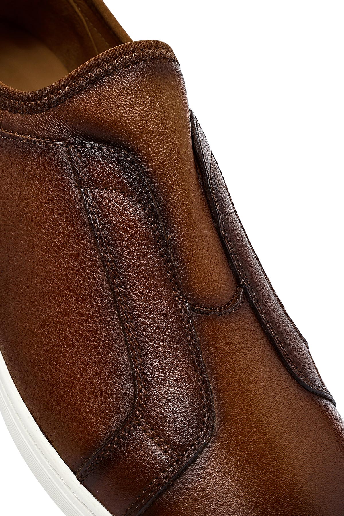 Erkek Kahverengi Deri Sneaker - Image 9