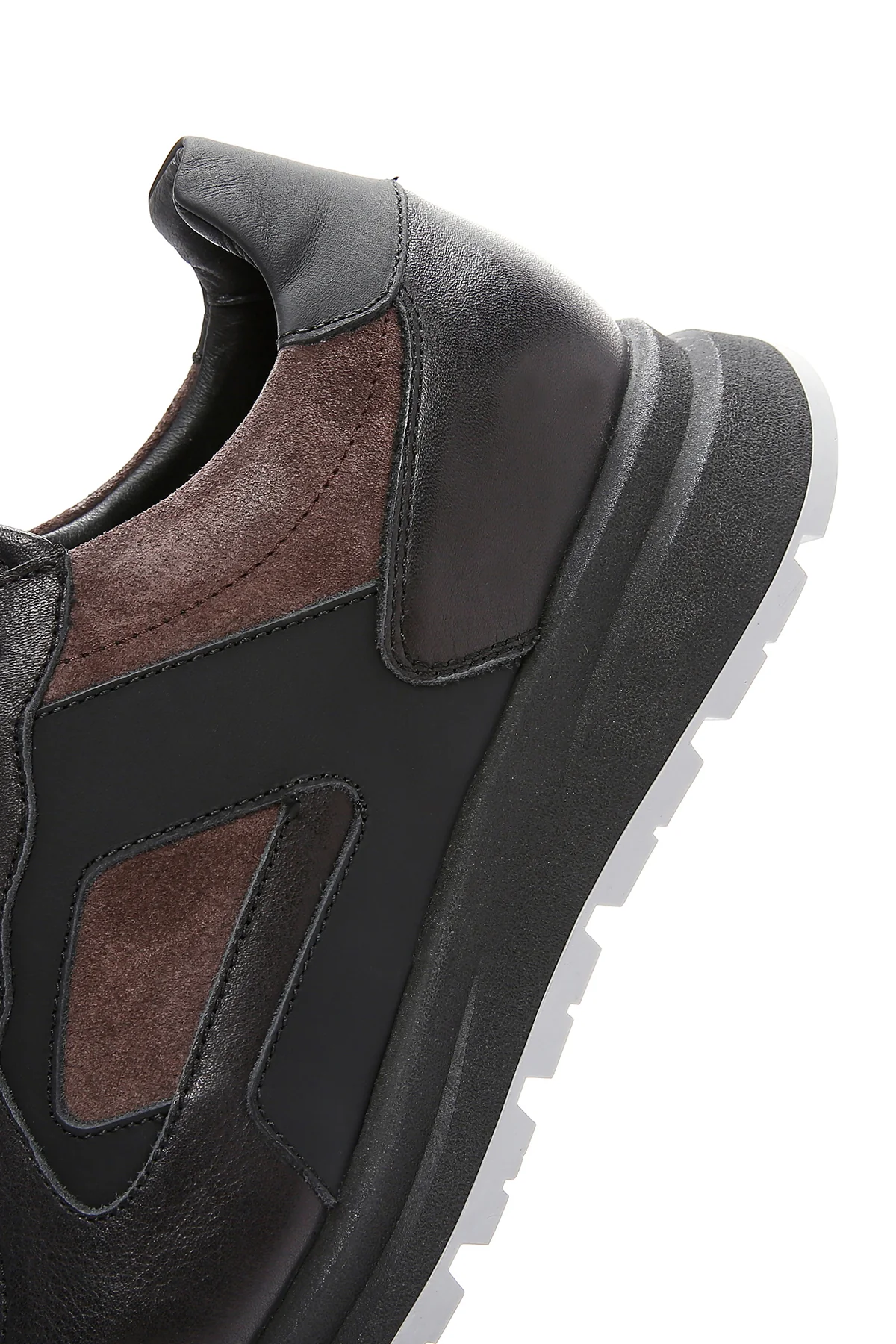 Erkek Kahverengi Deri Süet Detaylı Kalın Tabanlı Sneaker - Image 7