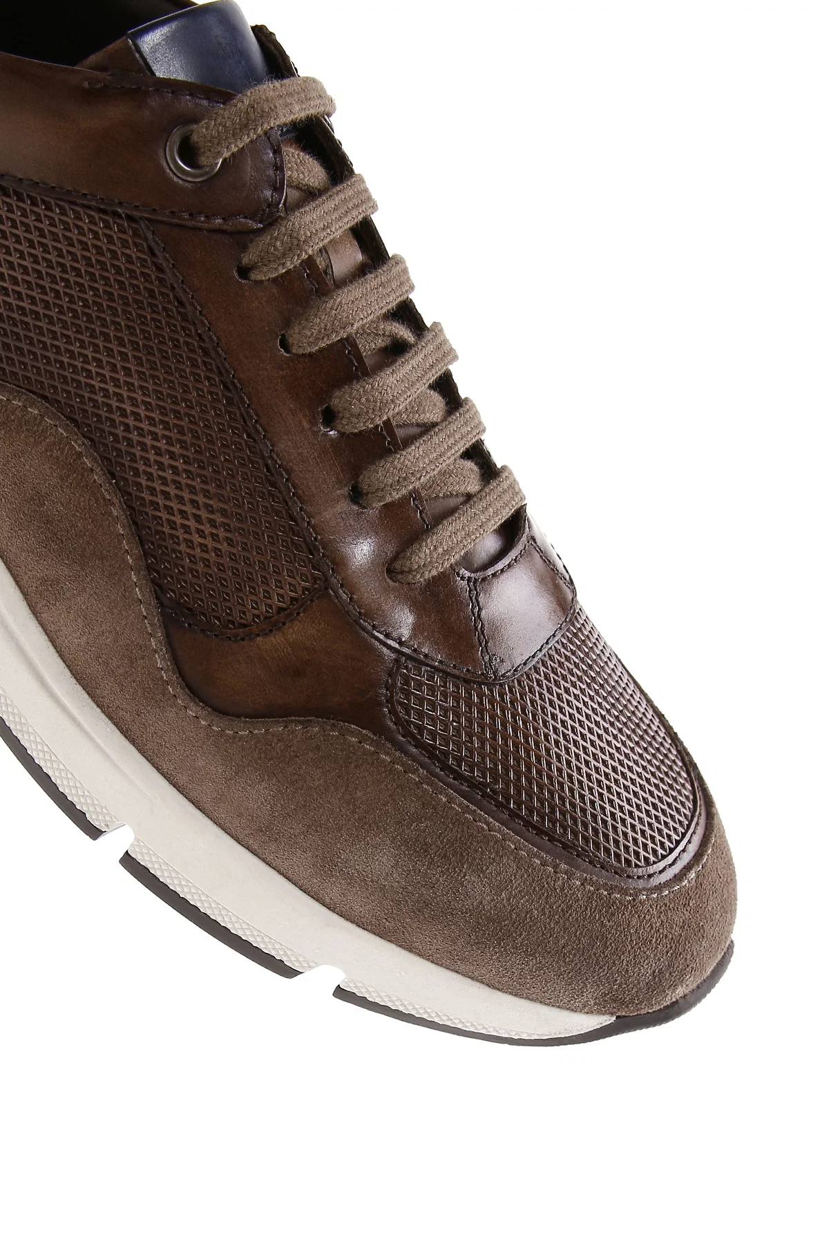 Erkek Kahverengi Deri Süet Detaylı Sneaker - Image 11