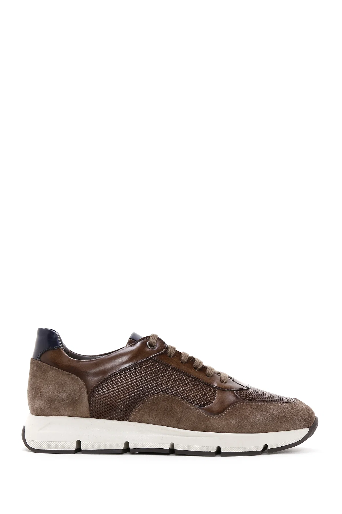 Erkek Kahverengi Deri Süet Detaylı Sneaker - Image 2