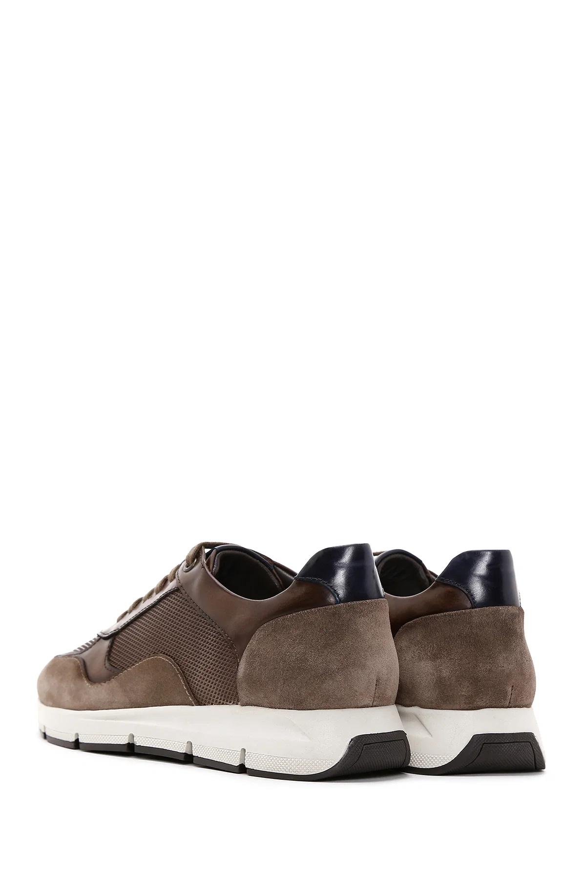 Erkek Kahverengi Deri Süet Detaylı Sneaker - Image 6