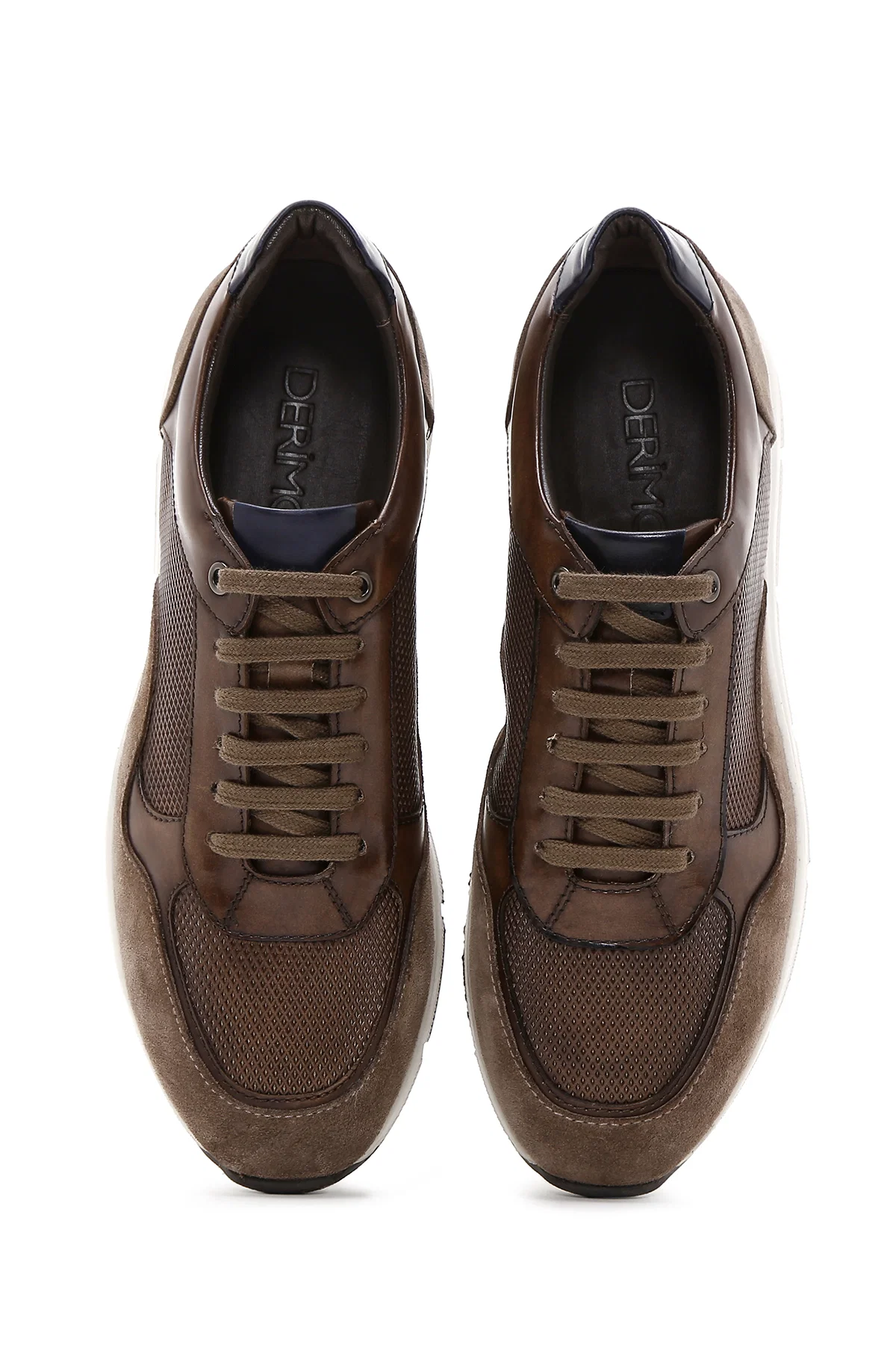 Erkek Kahverengi Deri Süet Detaylı Sneaker - Image 7