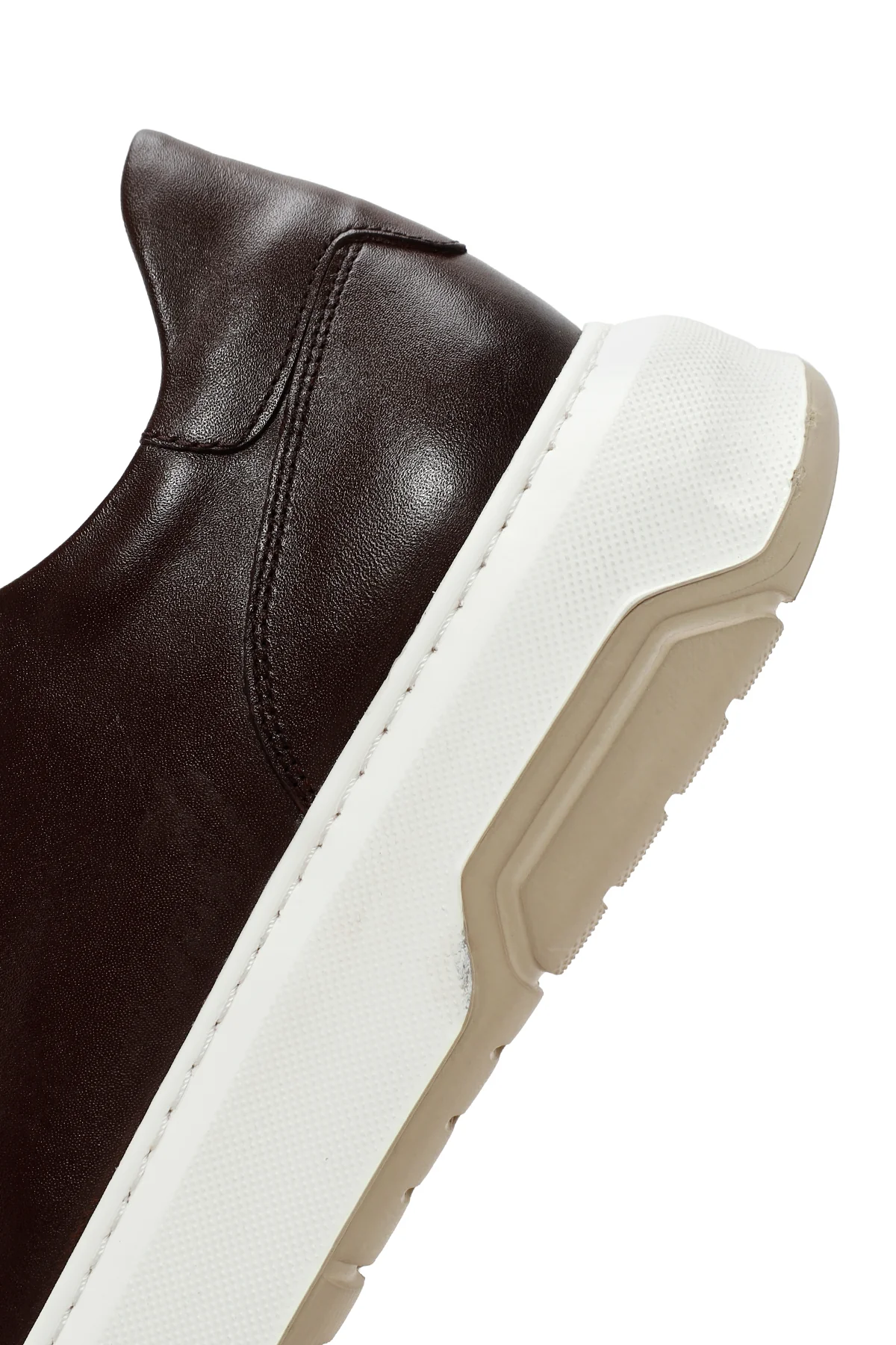Erkek Kahverengi Kalın Tabanlı Bağcıklı Deri Sneaker - Image 7