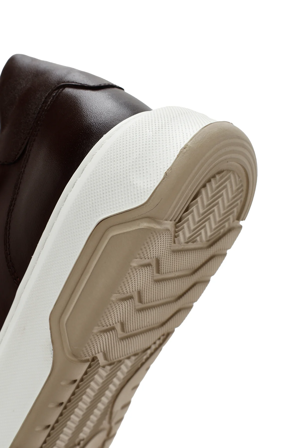 Erkek Kahverengi Kalın Tabanlı Bağcıklı Deri Sneaker - Image 8