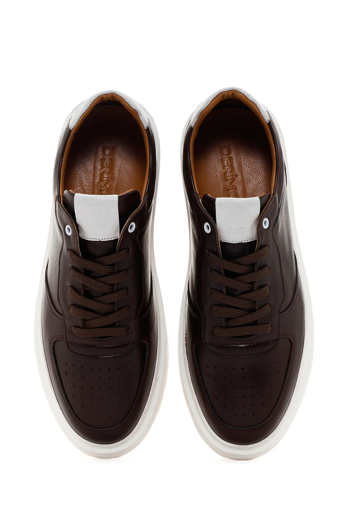 Erkek Kahverengi Kalın Tabanlı Bağcıklı Deri Sneaker - Image 6