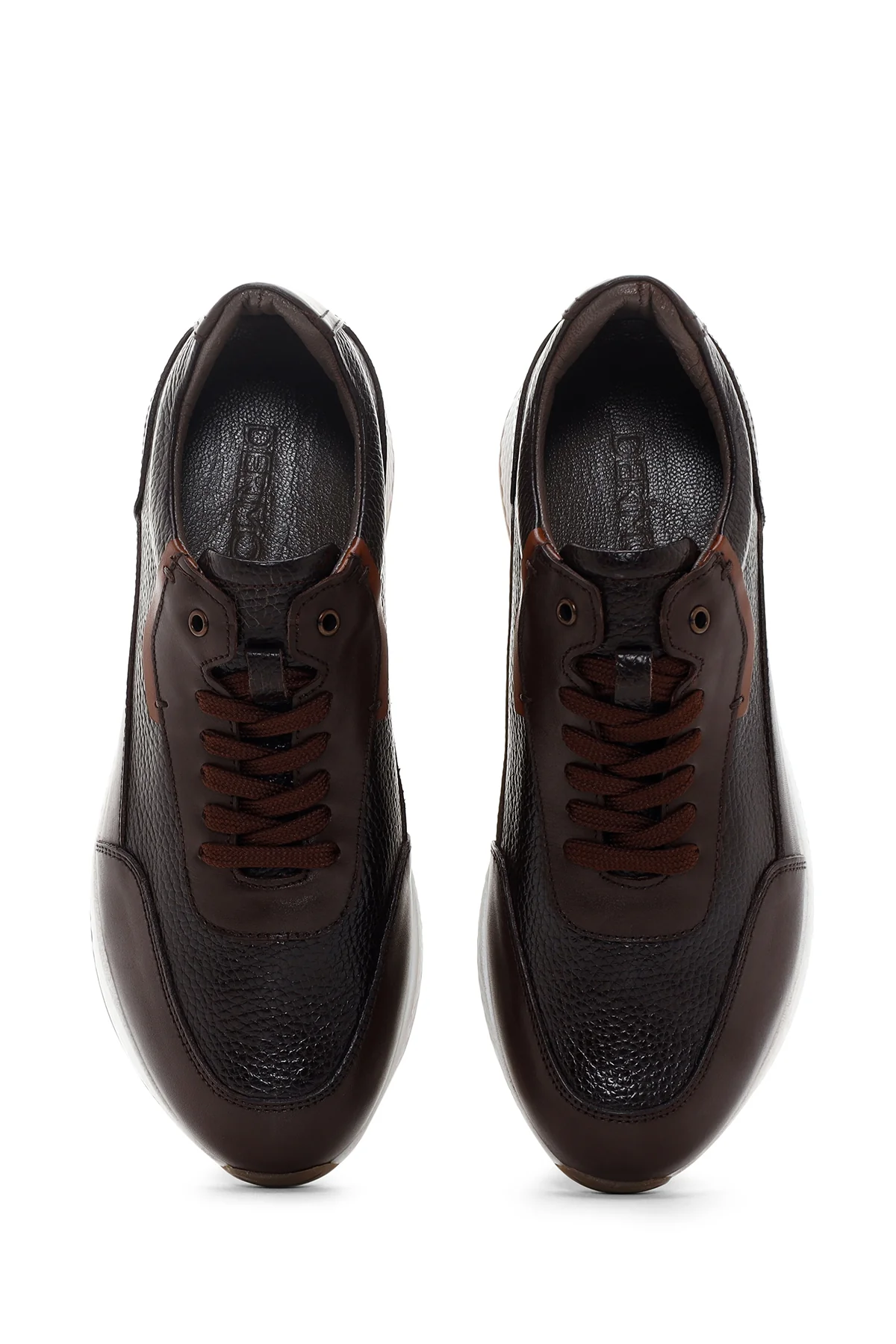 Erkek Kahverengi Kalın Tabanlı Deri Casual Sneaker - Image 6