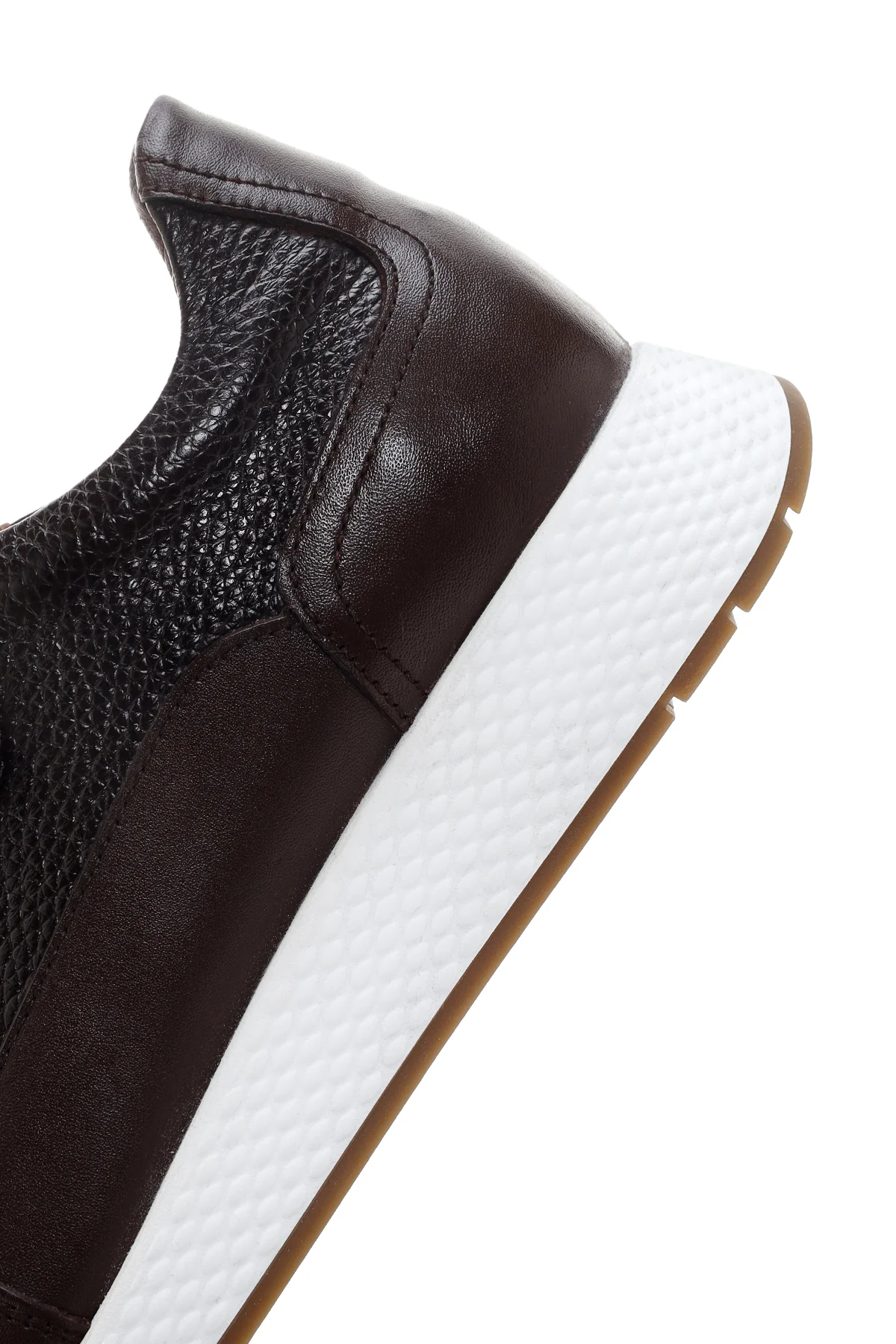 Erkek Kahverengi Kalın Tabanlı Deri Casual Sneaker - Image 7
