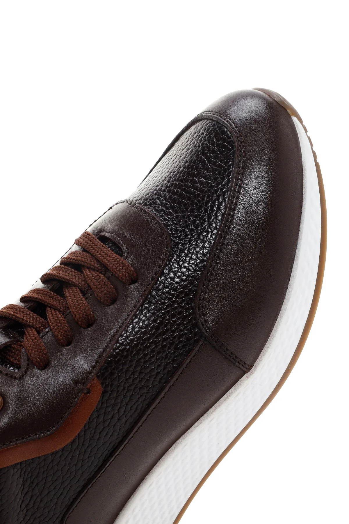 Erkek Kahverengi Kalın Tabanlı Deri Casual Sneaker - Image 9