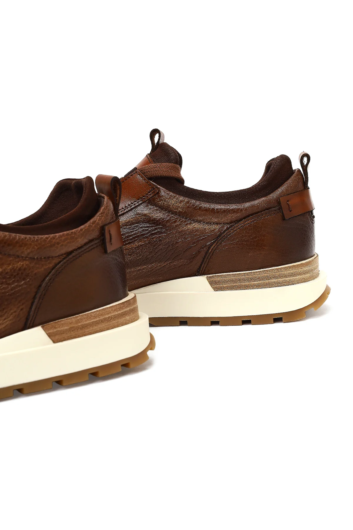Erkek Kahverengi Kalın Tabanlı Deri Casual Sneaker - Image 10