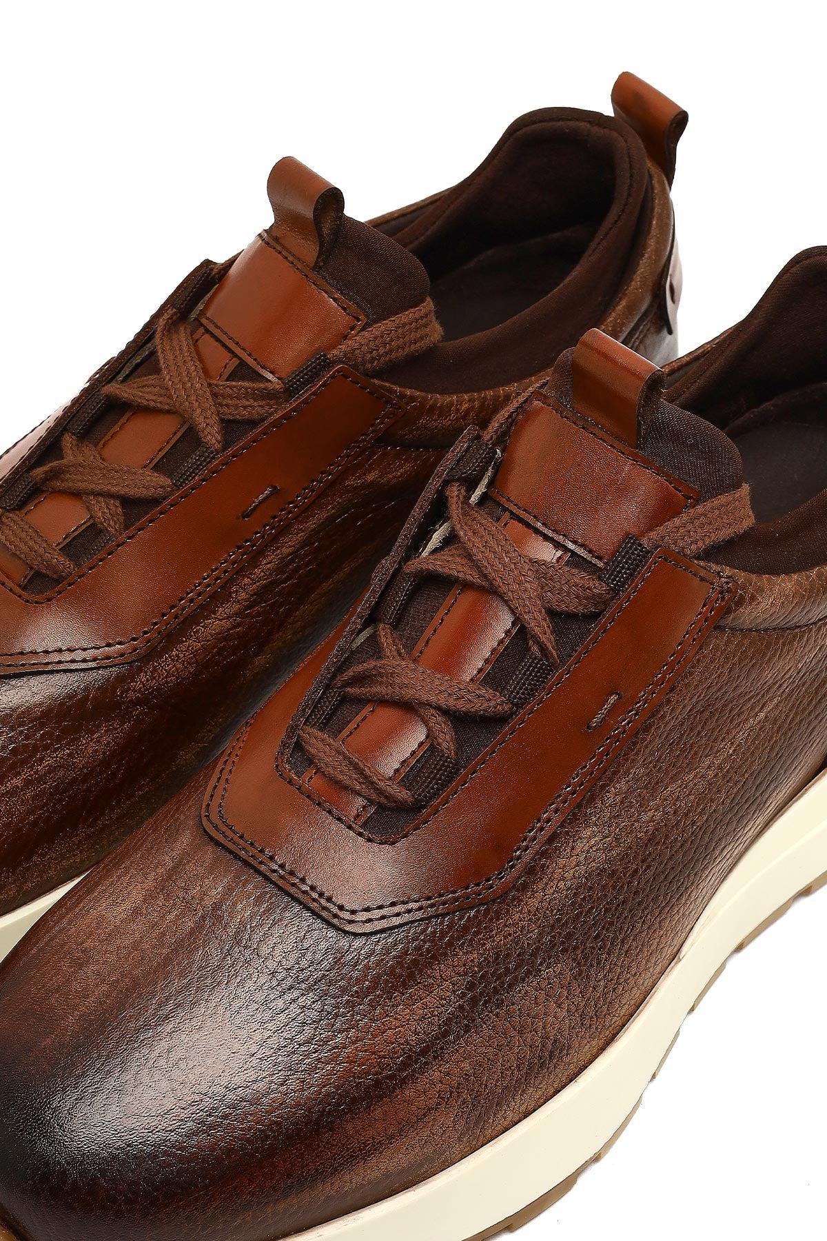 Erkek Kahverengi Kalın Tabanlı Deri Casual Sneaker - Image 11