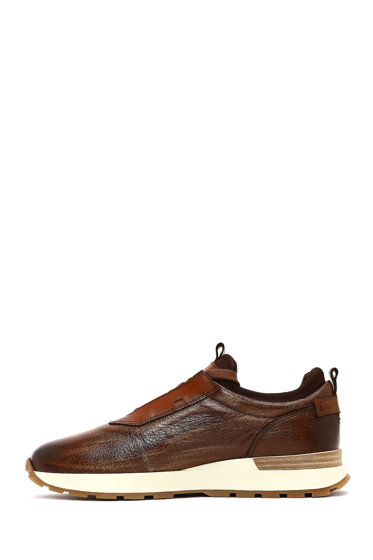 Erkek Kahverengi Kalın Tabanlı Deri Casual Sneaker - Image 2