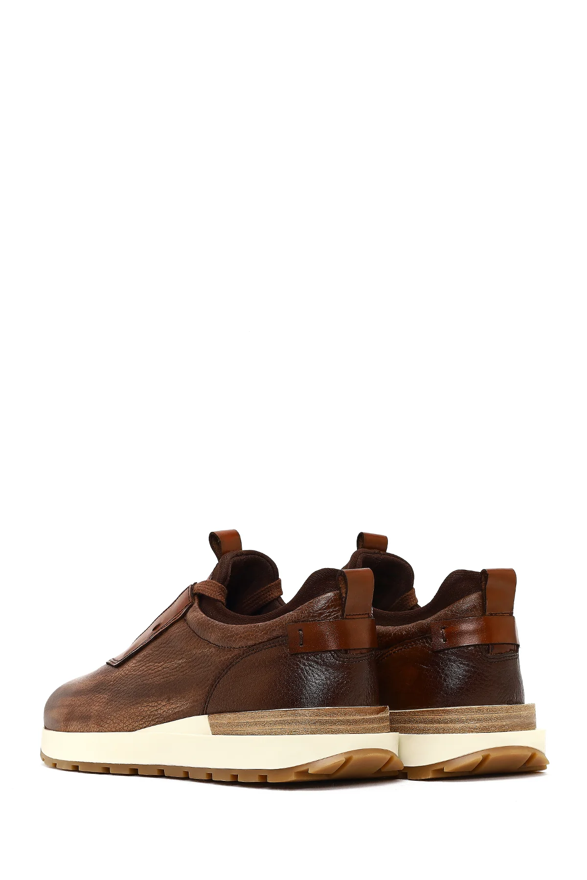Erkek Kahverengi Kalın Tabanlı Deri Casual Sneaker - Image 5