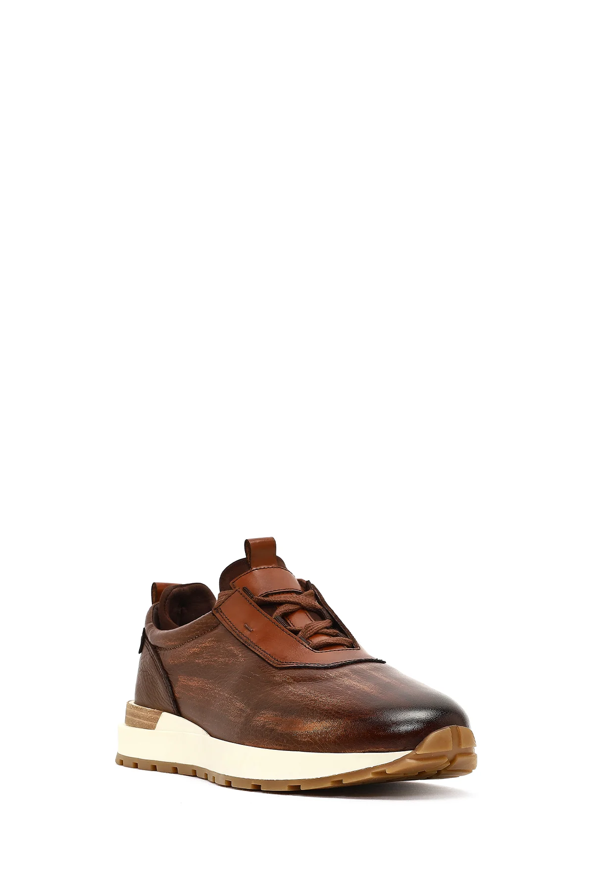 Erkek Kahverengi Kalın Tabanlı Deri Casual Sneaker - Image 6