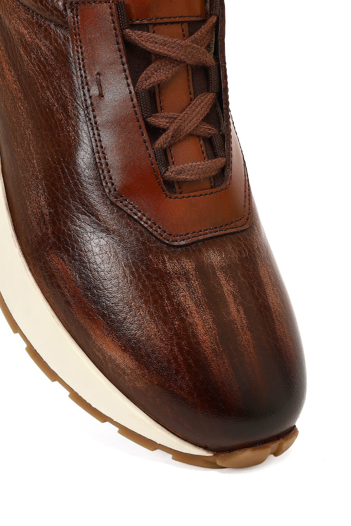 Erkek Kahverengi Kalın Tabanlı Deri Casual Sneaker - Image 9
