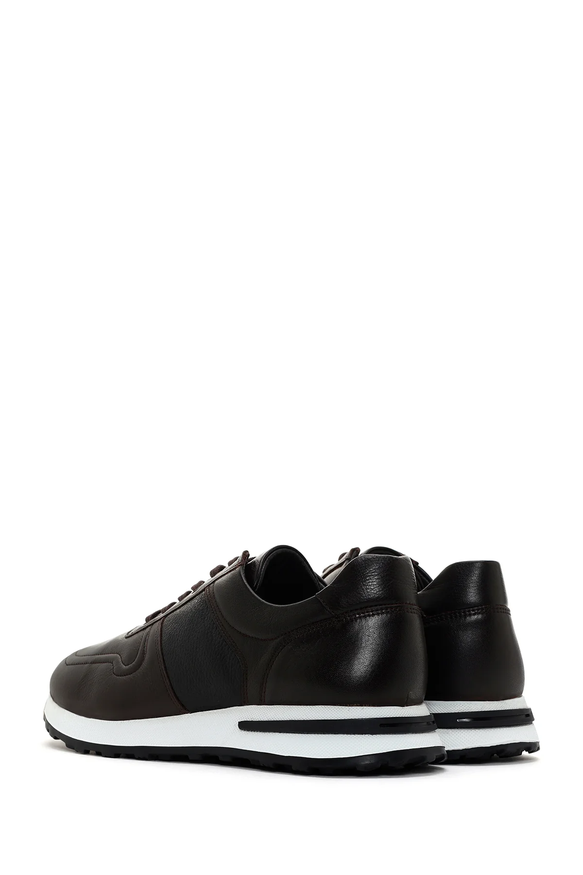 Erkek Kahverengi Kalın Tabanlı Deri Sneaker - Image 5