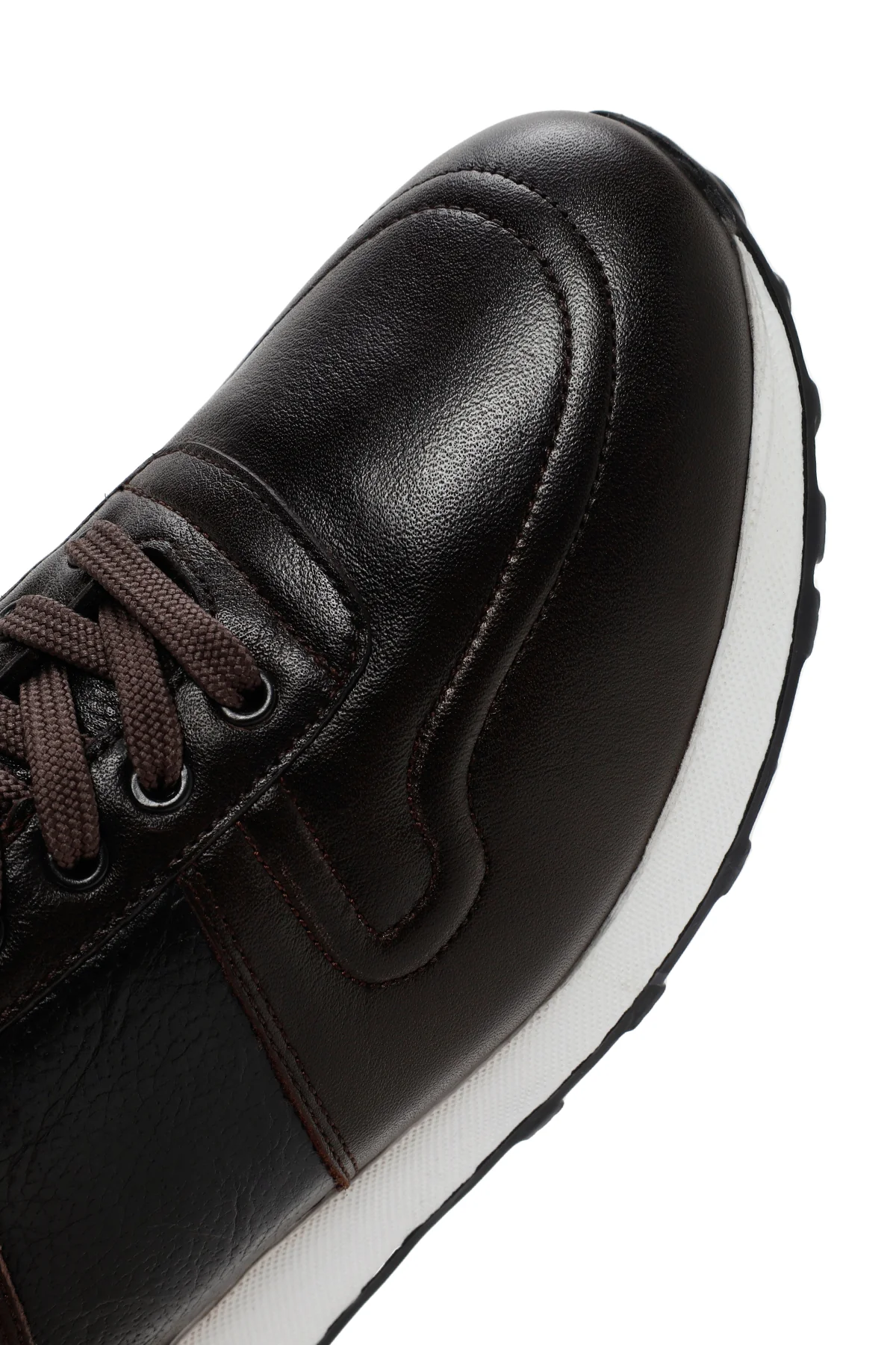 Erkek Kahverengi Kalın Tabanlı Deri Sneaker - Image 9