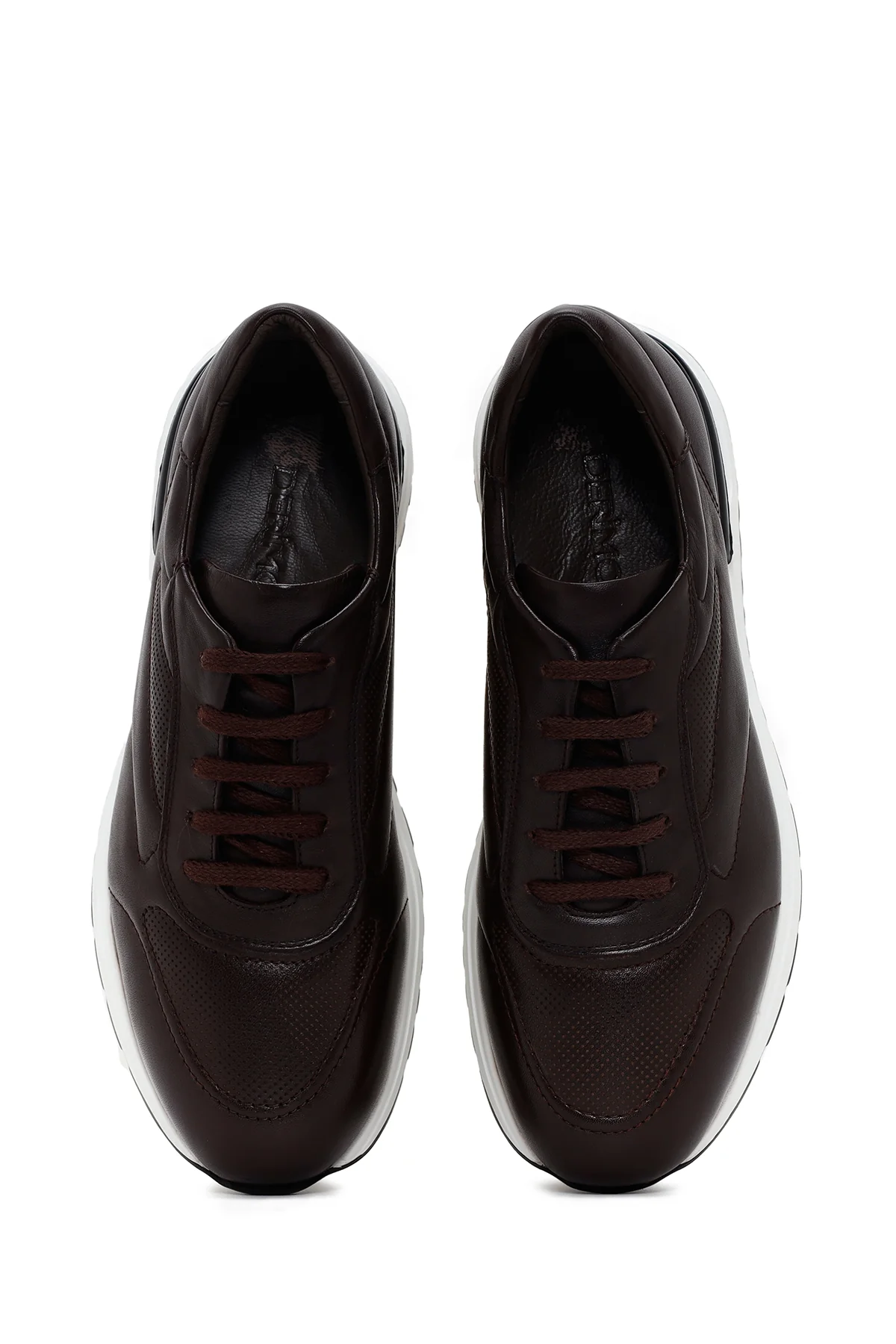 Erkek Kahverengi Kalın Tabanlı Deri Sneaker - Image 6