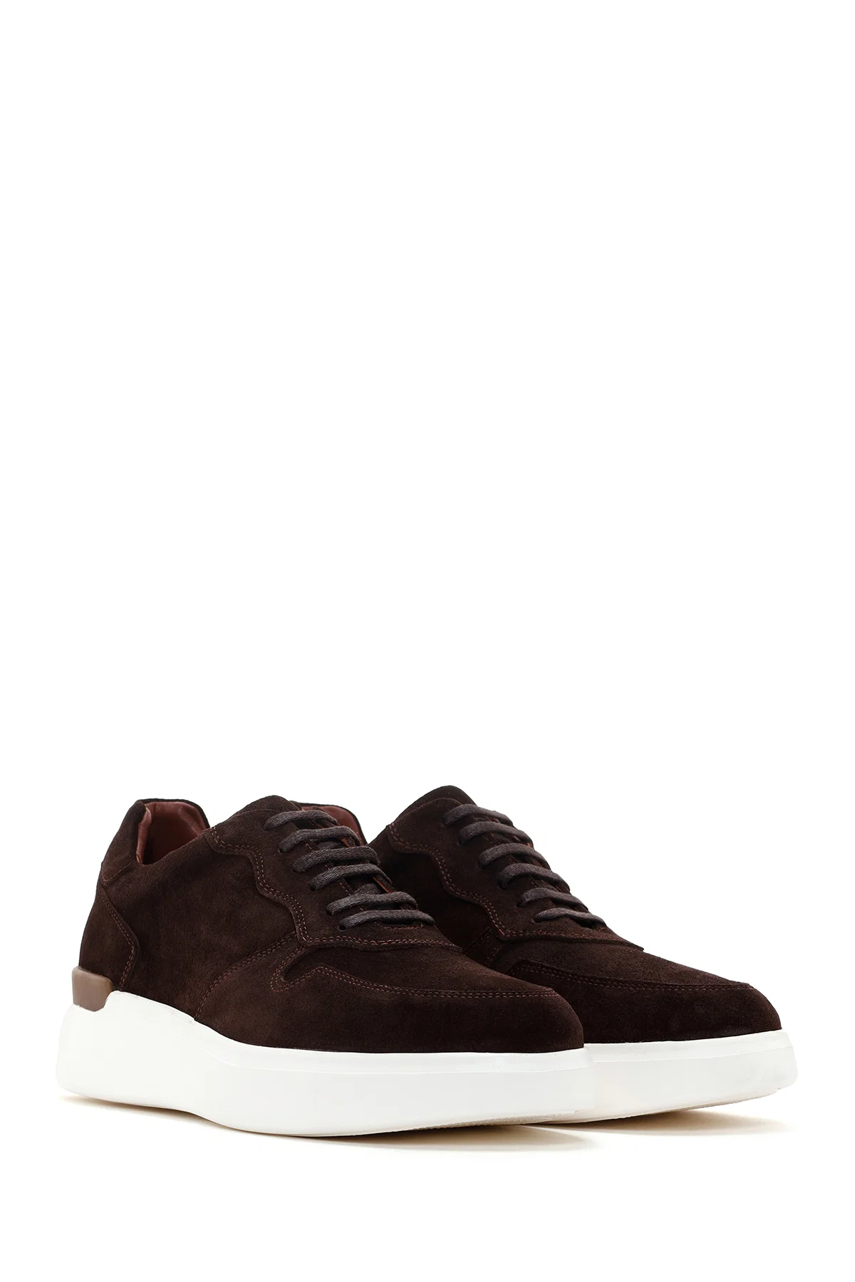 Erkek Kahverengi Kalın Tabanlı Süet Deri Sneaker - Image 3